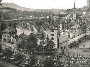 Die Nydeggbrücke und Viehmarkt, Bern, Schweiz, 1895 von Unbekannt