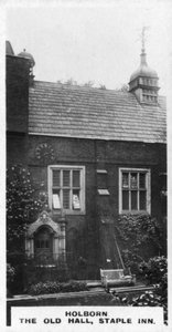 Die alte Halle, Staple Inn, Holborn, London, um 1920er Jahre von Unbekannt