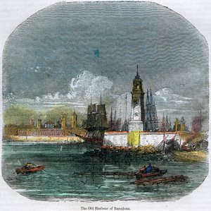 Der alte Hafen von Barcelona, Katalonien, Spanien, um 1880 von Unbekannt
