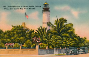 Der einzige Leuchtturm in den USA, der vollständig innerhalb der Stadtgrenzen liegt, Key West, Florida von Unbekannt