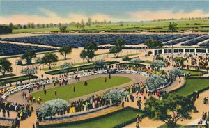 Der Paddock in Santa Anita, Los Angeles Turf Club, Arcadia, Kalifornien, 1930er Jahre