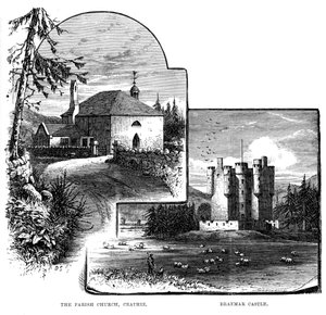 Die Pfarrkirche, Crathie, und Braemar Castle, Schottland, 1900 von Unbekannt