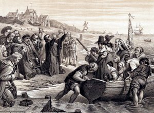 Die Pilgerväter verlassen Delft Haven auf ihrer Reise nach Amerika, Juli 1620