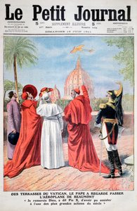 Der Papst betrachtet das Flugzeug von Andre Beaumont über Rom, 1911