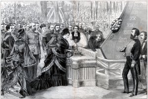 Die Prinzessin von Wales tauft das neue Panzerschiff Alexandra, 1875
