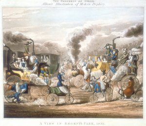 Der Fortschritt des Dampfes. Eine Ansicht im Regents Park, 1831 von Unbekannt