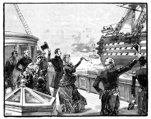 Die Königin winkt dem Flaggschiff des Herzogs von Wellington zu, um 1850er, 1888