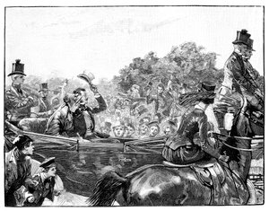 Der Empfang der Königin im Hyde Park, London, ca. 1840er Jahre, 1900 von Unbekannt