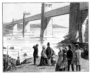 Der Besuch der Königin an der Britannia Tubular Bridge, Wales, um 1888 von Unbekannt