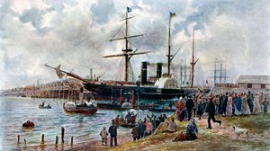 Die Ripon verlässt Southampton mit Truppen für die Krim, 1904 von Unbekannt