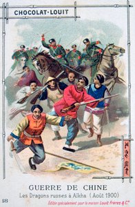 Die russischen Dragoner in Aikha, China, Boxeraufstand, August 1900