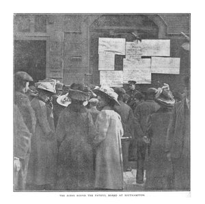 Die Szene um das schicksalhafte Brett in Southampton, 20. April 1912 von Unbekannt