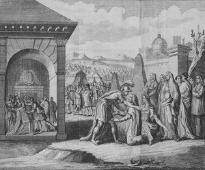 Die Szene der Tragödie von Coriolanus, 1749