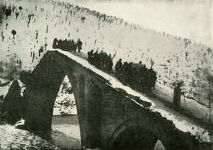 Der serbische Generalstab auf dem Rückzug durch Albanien, 1919