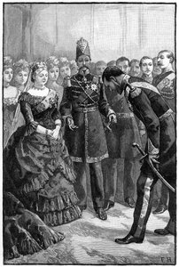 Der Schah von Persien präsentiert seine Klage Königin Victoria in Windsor, Mitte bis Ende des 19. Jahrhunderts