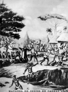Das Massaker an den Eingeborenen in Caonao, 16. Jahrhundert, 1920er Jahre von Unbekannt