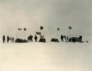 Der Start vom Eisrand südlich von Hut Point, um 1908, 1909