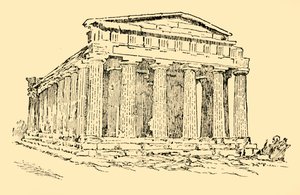 Der Tempel der griechischen Kolonie in Agrigentum auf Sizilien, um 1930