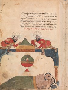Die Diebe auf dem Dach wecken den Kaufmann, Folio aus einem Kalila wa Dimna