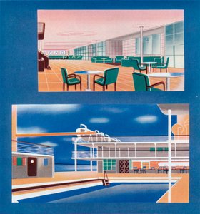 Die Touristenlounge und das Schwimmbad der RMS Orion, 1935 von Unbekannt