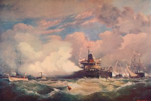 Das Turm-Panzerschiff Devastation bei Spithead von Unbekannt