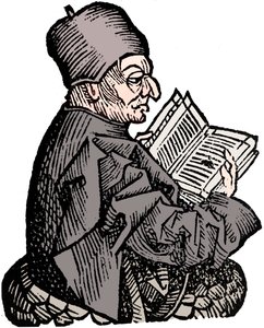 Der ehrwürdige Beda ca. 673-735, angelsächsischer Theologe, Gelehrter und Historiker, 1493 von Unbekannt
