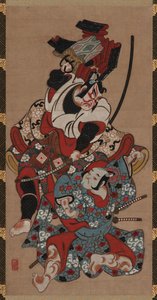 Szene des Rüstungsziehens aus einem Soga-Stück, Edo-Zeit, 1615-1868 von Unbekannt