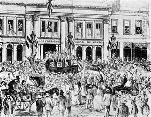 Die Ankunft des ersten englischen Cricket-Teams in Australien, 1861 von Unbekannt