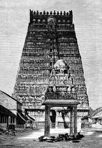 Das Hauptgopura des Tempels in Kumbakonam, Indien, 1895 von Unbekannt