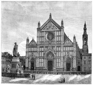 Die Kirche und der Platz der Basilika Santa Croce, Florenz, Italien, 1882
