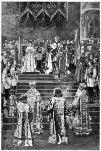 Die Krönung von Kaiser Alexander III. und Kaiserin Maria Fjodorowna, 1883, spätes 19. Jahrhundert