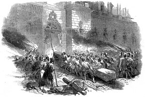 Die Menge stürmt das Arsenal in Berlin, Revolution in Preußen, März 1848