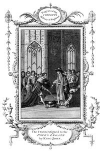 Die Krone an den päpstlichen Legaten von König John 1167-1216 übergeben, 1213 von Unbekannt