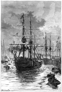 Die Abfahrt von Albert und Discovery von Portsmouth, 19. Jahrhundert