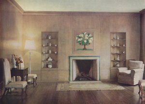 Das Wohnzimmer von Lord Vernons Haus, entworfen von Oliver Hill, F.R.I.B.A., London