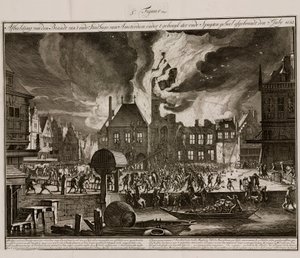Das Feuer im alten Rathaus von Amsterdam, Holland, 7. Juli 1652 von Unbekannt