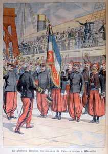 Die glorreiche Flagge der Zouaven von Palestro kommt in Marseille an, 1903