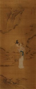Die Göttin Magu mit einem Korb voller Blumen, Qing-Dynastie 1645-1911 von Unbekannt