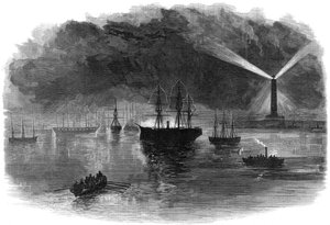 Die Beleuchtung von Port Said während der Eröffnung des Suezkanals, Ägypten, 1869