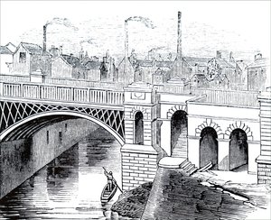 Die Eisenbrücke über den Irwell-Fluss