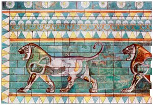 Das Löwenfries aus dem Winterpalast von König Darius in Susa, Iran, 1933-1934