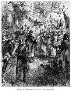 Das Treffen von König Heinrich III. von England und König Ludwig IX. von Frankreich auf der Ebene bei Gisors