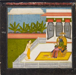 Der Dichter Bihari Lal verehrt Krishna und Radha, ca. 1760 von Unbekannt