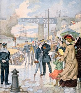 Die Rückkehr des Schiffes Borda und Einschiffung des Schiffes Fistots, Brest, Frankreich, 1902