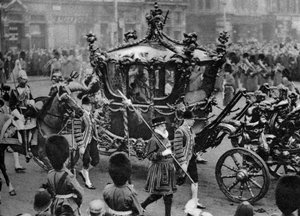 Die königliche Kutsche auf dem Weg zur Parlamentseröffnung, London, 1926-1927