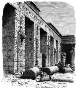 Die Ruinen des Palastes von Ramses III, Medinet Habu, Oberägypten, um 1890 von Unbekannt