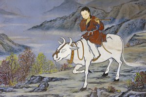 Die zehn Ochsenhüter-Bilder des Zen-Buddhismus stellen die Stufen der Erleuchtung dar: Heimkehr auf dem Rücken des Ochsen, Seoul, Südkorea von Unbekannt