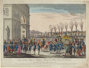 Die Hochzeitsprozession von Napoleon und Marie-Louise entlang der Champs Elysées am 2. April 1810 von Unbekannt