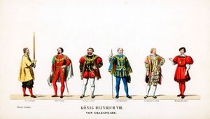 Theaterkostümentwürfe für Shakespeares Stück, Heinrich VIII., 19. Jahrhundert von Unbekannt