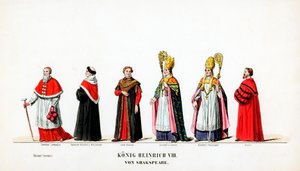 Theaterkostümentwürfe für Shakespeares Stück, Heinrich VIII., 19. Jahrhundert von Unbekannt